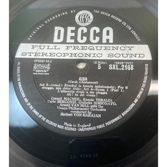 Aida DECCA SXL 2167-8-9 ED1 Tebaldi Verdi Karajan 3LP WBG Wallet Cover - Picture 7 of 11